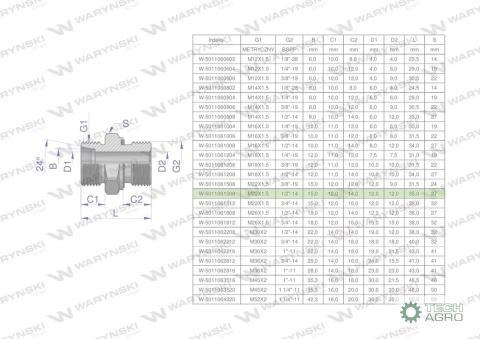Przyłączka hydrauliczna BB (XGE) M22x1.5 15L x 1/2" BSP ED Waryński ( sprzedawane po 50 ) Przyłączka hydrauliczna BB (XGE) M22x1.5 15L x 1/2" BSP ED Waryński ( sprzedawane po 50 )