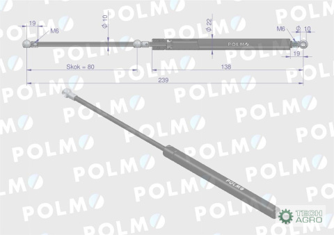 Siłownik drzwi L max. 239mm 4428680P DEUTZ HÜRLIMANN LAMBORGHINI SAME POLMO Siłownik drzwi L max. 239mm 4428680P DEUTZ HÜRLIMANN LAMBORGHINI SAME POLMO
