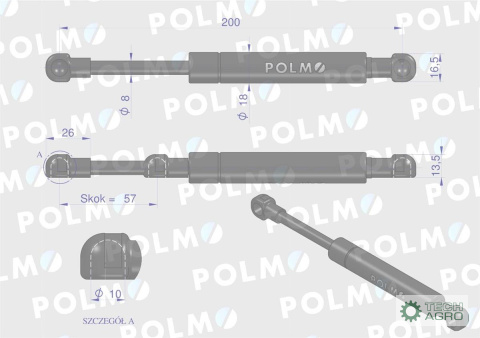 Siłownik drzwi New Holland 44910471 POLMO Siłownik drzwi New Holland 44910471 POLMO