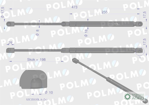 Siłownik drzwi New Holland 65498163 POLMO Siłownik drzwi New Holland 65498163 POLMO