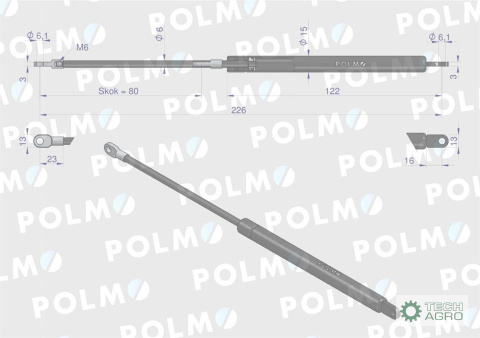 Siłownik maski silnika L max. 226mm 4274598M0P MASSEY FERGUSON POLMO Siłownik maski silnika L max. 226mm 4274598M0P MASSEY FERGUSON POLMO