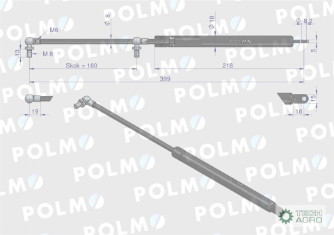 Siłownik szyby przedniej. tylnej L max. 399mm 65499074 FRITZMEIER POLMO Siłownik szyby przedniej. tylnej L max. 399mm 65499074 FRITZMEIER POLMO