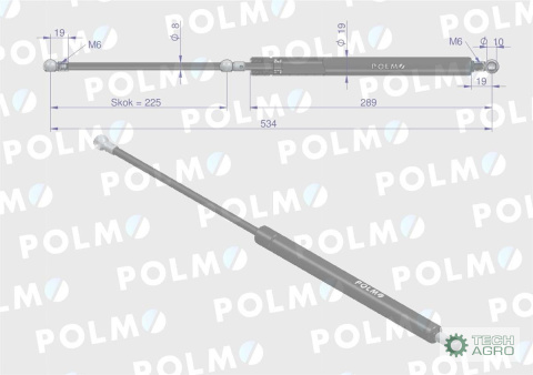 Siłownik szyby przedniej tylnej L max. 534mm 4415238P DEUTZ HÜRLIMANN POLMO Siłownik szyby przedniej tylnej L max. 534mm 4415238P DEUTZ HÜRLIMANN POLMO