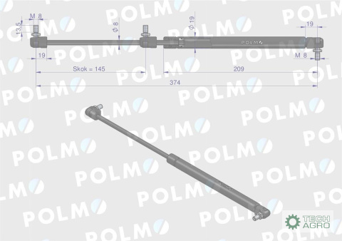 TELESKOP GAZ. 374MM SKOK145MM POLMO TELESKOP GAZ. 374MM SKOK145MM POLMO