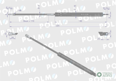 TELESKOP GAZ.KABINY DŁ.ZETOR 42CM POLMO TELESKOP GAZ.KABINY DŁ.ZETOR 42CM POLMO