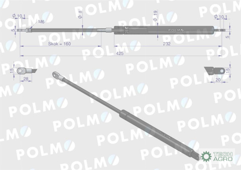 TELESKOP GAZ. L425MM MAX POLMO TELESKOP GAZ. L425MM MAX POLMO