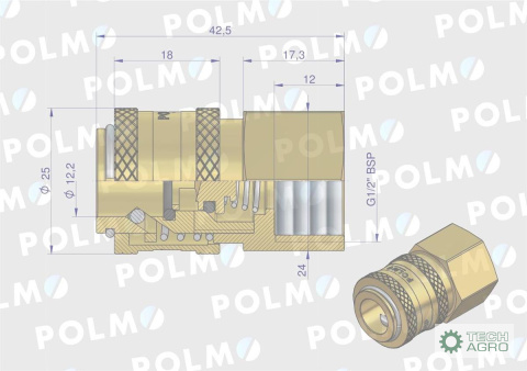 SZYBKOZŁĄCZE PN.P26 NW7 GNIAZDO 1/2"BSP GW POLMO SZYBKOZŁĄCZE PN.P26 NW7 GNIAZDO 1/2"BSP GW POLMO
