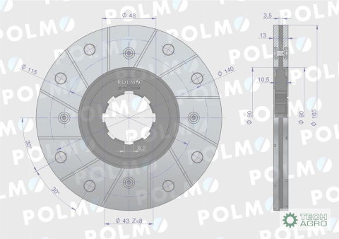 Tarcza hamulca fi 165 nowy typ 5040240781 Bizon POLMO Tarcza hamulca fi 165 nowy typ 5040240781 Bizon POLMO