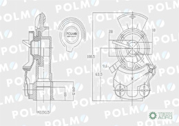 ZŁĄCZE TWARDE 22X1,5 POLMO ŻÓŁTE TWARDE DWUOBW BEZ ZAWORU