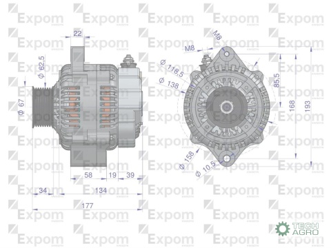 Alternator 100211-6420EX JOHN DEERENowy Typ EXPOM KWIDZYN eu