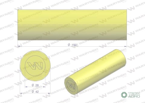 Amortyzator poliuretanowy walec 42x150 WARYŃSKI ( sprzedawane po 4 )