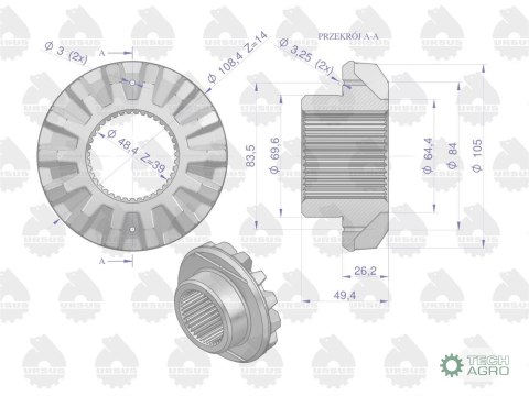 Koło koronowe mechanizmu różnicowego 885517M1 MF3 MF4 ORYGINAŁ URSUS Koło koronowe mechanizmu różnicowego 885517M1 MF3 MF4 ORYGINAŁ URSUS
