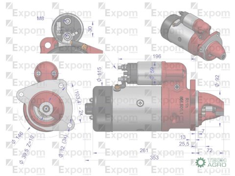 Rozrusznik R11H 12V 3kW MF3 EXPOM KWIDZYN eu