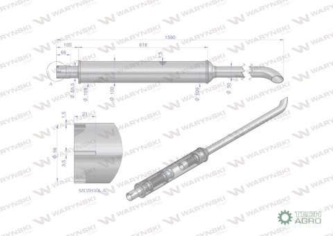 Tłumik 1590mm 6kg MF4 INOX WARYŃSKI Tłumik 1590mm 6kg MF4 INOX WARYŃSKI