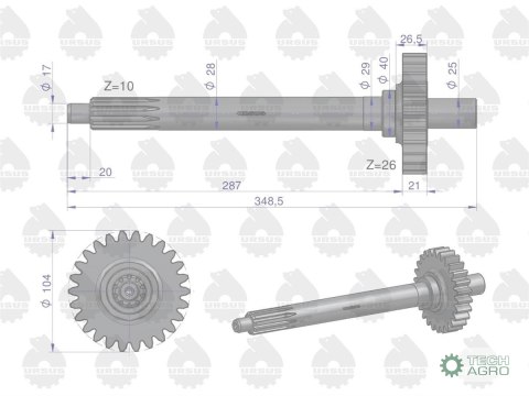 WAŁEK SPRZ.I STOP.Z26 GRUBY FREZ 4514 MF4 URSUS WAŁEK SPRZ.I STOP.Z26 GRUBY FREZ 4514 MF4 URSUS