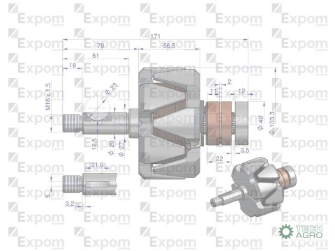 Wirnik alternatora EX257000 A120 Bizon NOWY TYP EXPOM KWIDZYN eu Wirnik alternatora EX257000 A120 Bizon NOWY TYP EXPOM KWIDZYN eu
