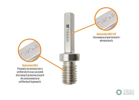 Adapter do wkrętarki i wiertarki M14 HEX 3/8" / TEGER Adapter do wkrętarki i wiertarki M14 HEX 3/8" / TEGER