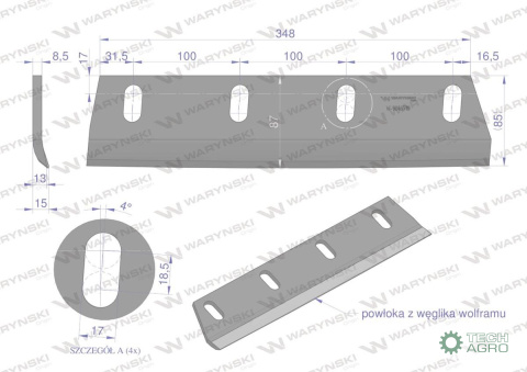 Nóż sieczkarni napawany prawy do trawy 380x90x8.5R otwory 4x35mm zastosowanie Claas Jaguar 9846710 WARYŃSKI Nóż sieczkarni napawany prawy do trawy 380x90x8.5R otwory 4x35mm zastosowanie Claas Jaguar 9846710 WARYŃSKI