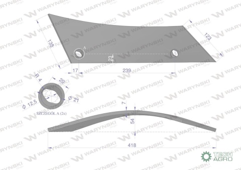Pierś odkładni lewa dwuotworowa zastosowanie ESC Gregoire-Besson 173325 stal borowa WARYŃSKI