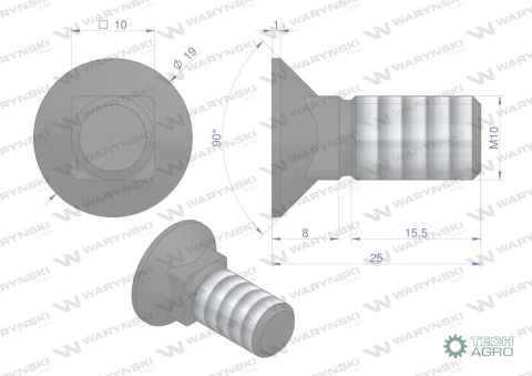 Śruba kpl. płużna podsadzana D 608 M10x25 mm kl.10.9 Waryński ( sprzedawane po 25 ) Śruba kpl. płużna podsadzana D 608 M10x25 mm kl.10.9 Waryński ( sprzedawane po 25 )