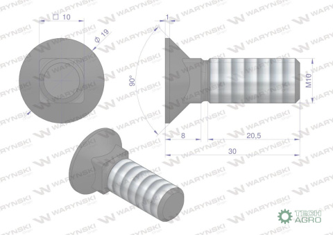 ŚRUBA M10X30-10.9 WARYŃSKI PODS.D608 ŚRUBA M10X30-10.9 WARYŃSKI PODS.D608