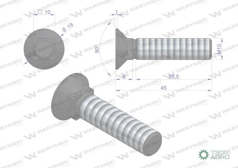 ŚRUBA M10X45-10.9 WARYŃSKI PODS.D608 ŚRUBA M10X45-10.9 WARYŃSKI PODS.D608
