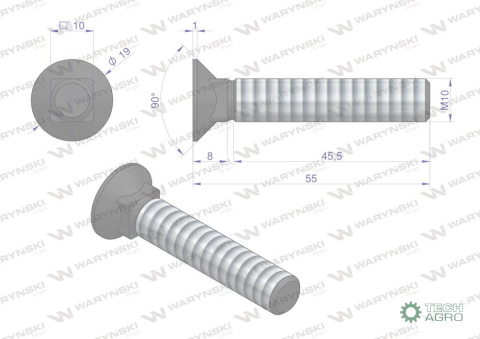 Śruba kpl. płużna podsadzana D 608 M10x55 mm kl.10.9 Waryński ( sprzedawane po 25 ) Śruba kpl. płużna podsadzana D 608 M10x55 mm kl.10.9 Waryński ( sprzedawane po 25 )
