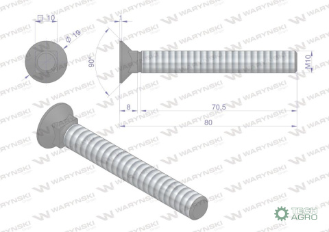 Śruba kpl. płużna podsadzana D 608 M10x80 mm kl.10.9 Waryński ( sprzedawane po 25 ) Śruba kpl. płużna podsadzana D 608 M10x80 mm kl.10.9 Waryński ( sprzedawane po 25 )