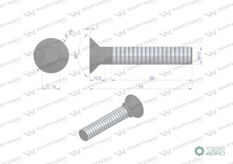 ŚRUBA M12X70-10.9 WARYŃSKI ŚRUBA M12X70-10.9 WARYŃSKI