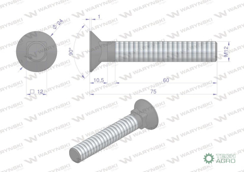 ŚRUBA M12X75-10.9 WARYŃSKI ŚRUBA M12X75-10.9 WARYŃSKI