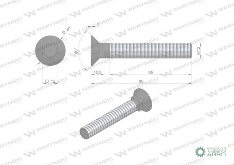 ŚRUBA M12X80-10.9 WARYŃSKI ŚRUBA M12X80-10.9 WARYŃSKI