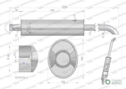 Tłumik wydechowy Belarus Mtz 80 82A Pronar INOX WARYŃSKI Tłumik wydechowy Belarus Mtz 80 82A Pronar INOX WARYŃSKI