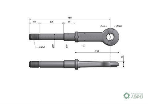 Ucho dyszla D-47 Fi40mm M36x2 Przyczepa Ucho dyszla D-47 Fi40mm M36x2 Przyczepa