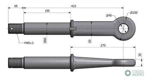 Ucho dyszla D-50 Fi40mm M45x3 Przyczepa Ucho dyszla D-50 Fi40mm M45x3 Przyczepa