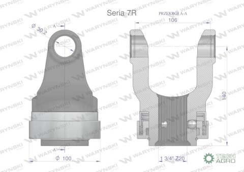 Widłak z pierścieniem 1 3/4 Z20 - 30X106 Seria 7R CE2020 Waryński Widłak z pierścieniem 1 3/4 Z20 - 30X106 Seria 7R CE2020 Waryński