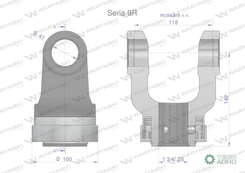 Widłak z pierścieniem 1 3/4 Z6 - 41X118 Seria 9R CE2020 Waryński Widłak z pierścieniem 1 3/4 Z6 - 41X118 Seria 9R CE2020 Waryński