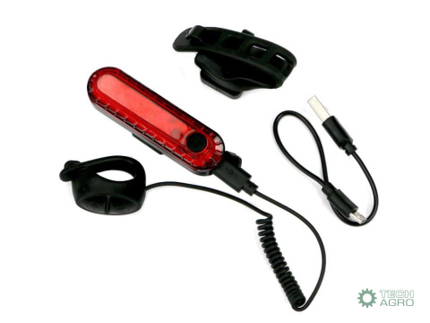 Zestaw lamp rowerowych LED przednia 2000 mAh i tylna 150mAh ładowane USB z klaksonem Teger Zestaw lamp rowerowych LED przednia 2000 mAh i tylna 150mAh ładowane USB z klaksonem Teger