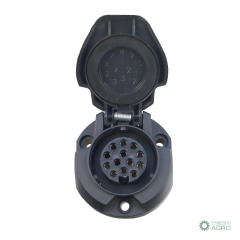 Gniazdo 12V 13-pin z podkładką gumową wtyki niklowane Premium ELMOT Gniazdo 12V 13-pin z podkładką gumową wtyki niklowane Premium ELMOT