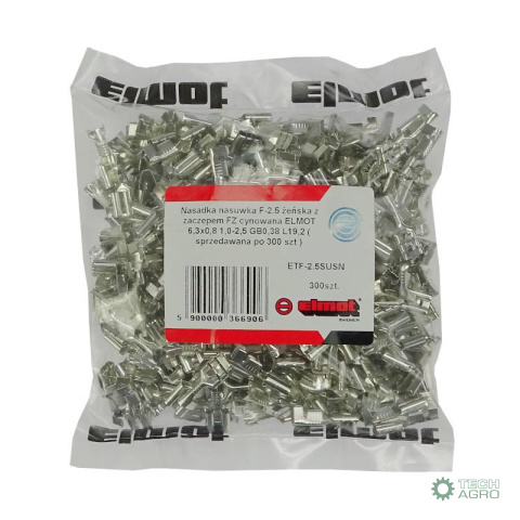 Nasadka nasuwka F-2.5 żeńska z zaczepem FZ cynowana 6,3x0,8 1,0-2,5 GB0,38 L19,2 ( sprzedawana po 300 szt ) ELMOT widoczna ce Nasadka nasuwka F-2.5 żeńska z zaczepem FZ cynowana 6,3x0,8 1,0-2,5 GB0,38 L19,2 ( sprzedawana po 300 szt ) ELMOT widoczna ce