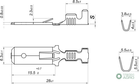 Nasadka wsuwka długa cynowana 6,3x0,8 1,0-2,5 GB0,38 L28 ELMOT ( sprzedawana po 300 szt ) widoczna cena za 1 sztukę Nasadka wsuwka długa cynowana 6,3x0,8 1,0-2,5 GB0,38 L28 ELMOT ( sprzedawana po 300 szt ) widoczna cena za 1 sztukę