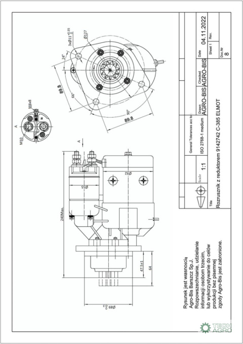 Rozrusznik z reduktorem 9142742 C-385 ELMOT Rozrusznik z reduktorem 9142742 C-385 ELMOT