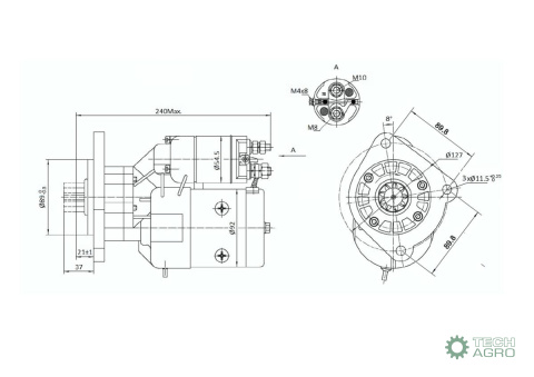 Rozrusznik z reduktorem Fendt Renault typu Magneton 9142801 ELMOT Rozrusznik z reduktorem Fendt Renault typu Magneton 9142801 ELMOT