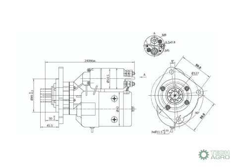 Rozrusznik z reduktorem typu Magneton Case MF 9142720 ELMOT Rozrusznik z reduktorem typu Magneton Case MF 9142720 ELMOT