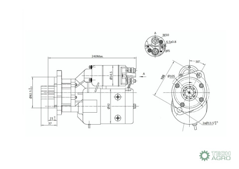 Rozrusznik z reduktorem typu Magneton Lamborghini Same 9142602 ELMOT Rozrusznik z reduktorem typu Magneton Lamborghini Same 9142602 ELMOT