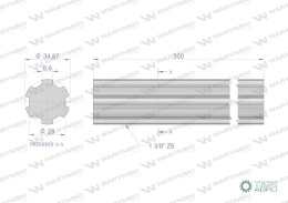 Wałek, WOM frezowany całościowo 300mm Z6 - 1 3/8, Waryński