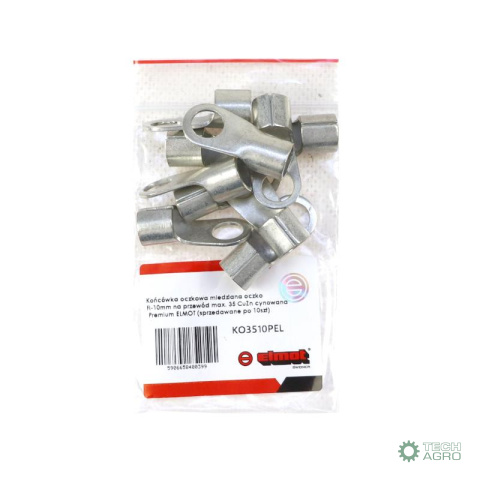 Końcówka oczkowa miedziana oczko Fi-10mm na przewód max. 35 CuZn cynowana Premium ELMOT (sprzedawane po 10szt widoczna cena 1sz Końcówka oczkowa miedziana oczko Fi-10mm na przewód max. 35 CuZn cynowana Premium ELMOT (sprzedawane po 10szt widoczna cena 1sz