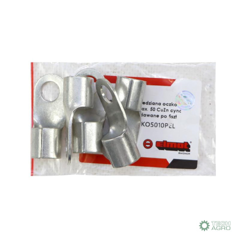 Końcówka oczkowa miedziana oczko Fi-10mm na przewód max. 50 CuZn cynowana Premium ELMOT (sprzedawane po 5szt widoczna cena 1szt Końcówka oczkowa miedziana oczko Fi-10mm na przewód max. 50 CuZn cynowana Premium ELMOT (sprzedawane po 5szt widoczna cena 1szt
