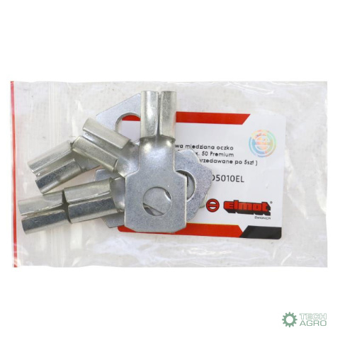 Końcówka oczkowa miedziana oczko Fi-10mm na przewód max. 50 Premium cynowana CuZn ELMOT (sprzedawane po 5szt widoczna cena 1szt Końcówka oczkowa miedziana oczko Fi-10mm na przewód max. 50 Premium cynowana CuZn ELMOT (sprzedawane po 5szt widoczna cena 1szt