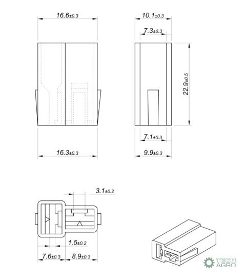 Obudowa konektorowa ONP MC 6,3 V2 2P "T" ( sprzedawana po 20 szt ) ELMOT widoczna cena za 1 sztukę Obudowa konektorowa ONP MC 6,3 V2 2P "T" ( sprzedawana po 20 szt ) ELMOT widoczna cena za 1 sztukę