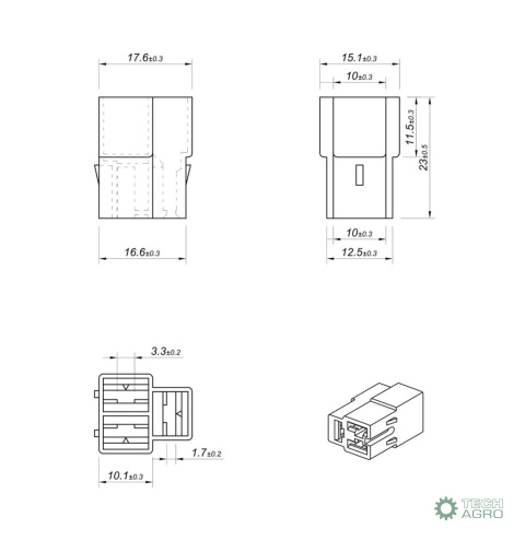 Obudowa konektorowa ONP MC 6,3 V2 3P "T" ( sprzedawana po 20 szt ) ELMOT widoczna cena za 1 sztukę Obudowa konektorowa ONP MC 6,3 V2 3P "T" ( sprzedawana po 20 szt ) ELMOT widoczna cena za 1 sztukę